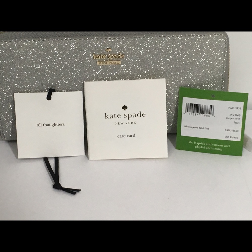 Kate Spade BC Silver Glitter Lacey NWT - Picture 8 of 8